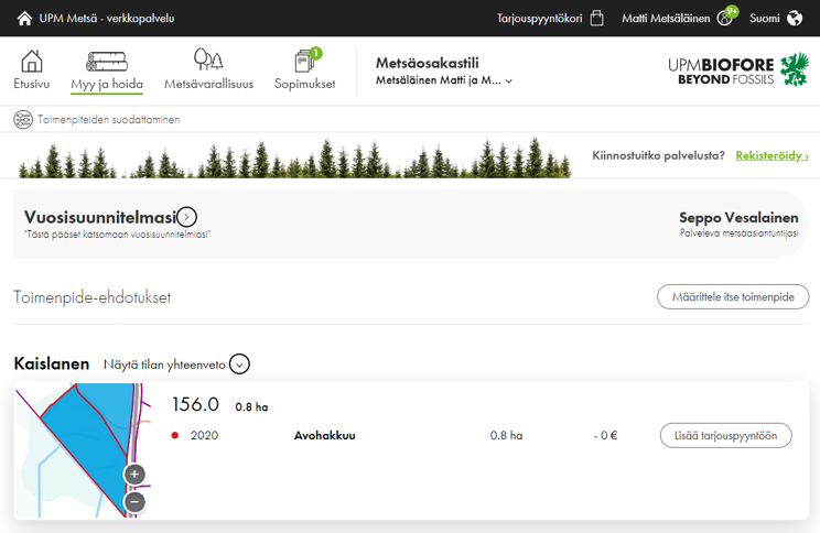 Kuinka käytän UPM Metsä -verkkopalvelua